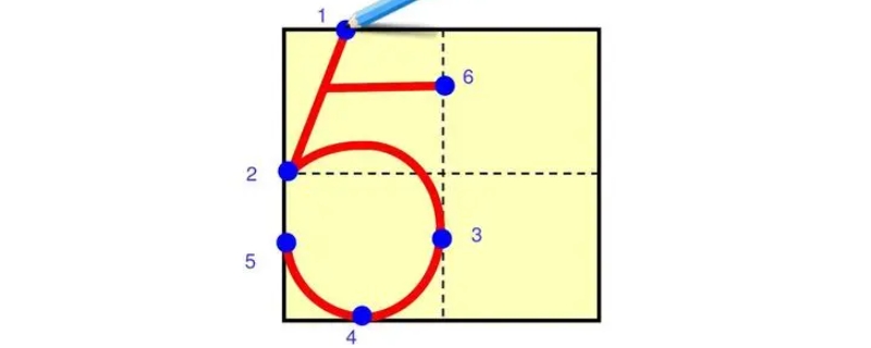 数字5在田字格的正确写法