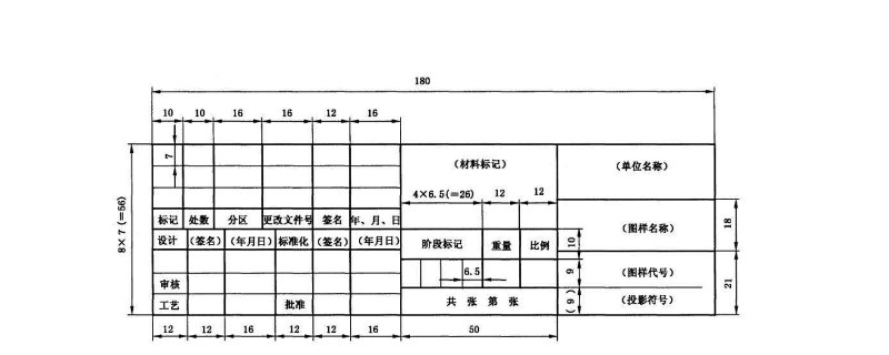 机械制图标题栏尺寸