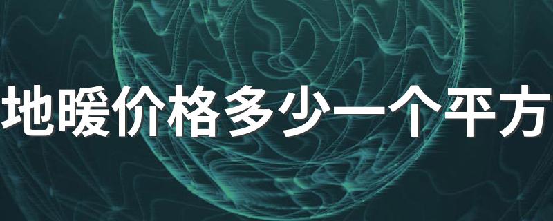 地暖价格多少一个平方 100平米地暖安装总费用多少