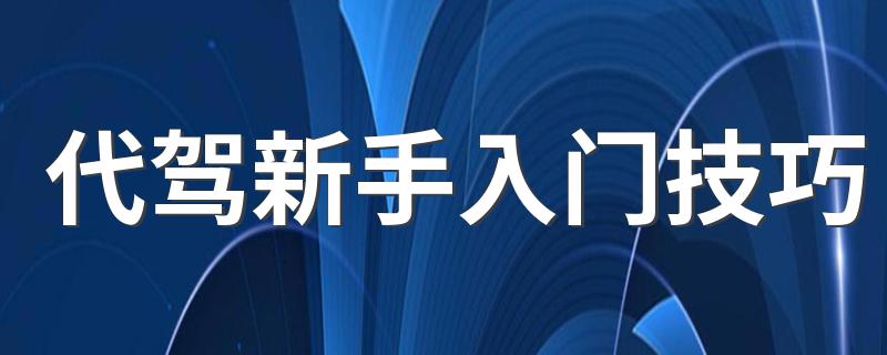 代驾新手入门技巧 代驾新手入门有何技巧