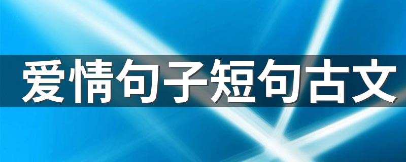 爱情句子短句古文 古文美好爱情经典诗句