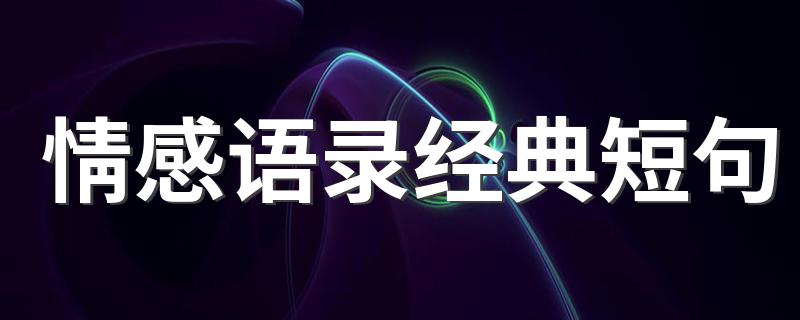 情感语录经典短句 和情感有关的说说