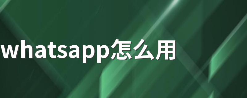 whatsapp怎么用 你可以这样用