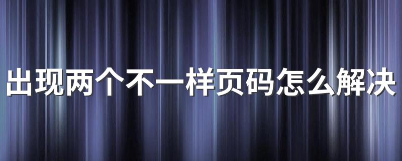 出现两个不一样页码怎么解决 如何解决出现两个不一样页码