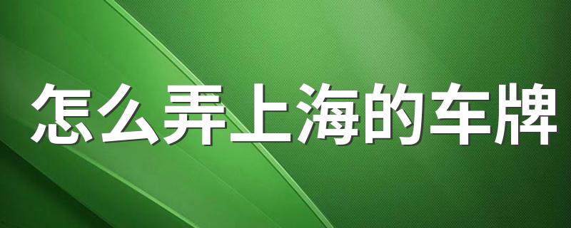 怎么弄上海的车牌 获得上海车牌的方法