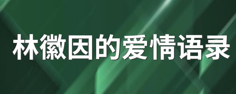 林徽因的爱情语录 关于林徽因的爱情经典语录