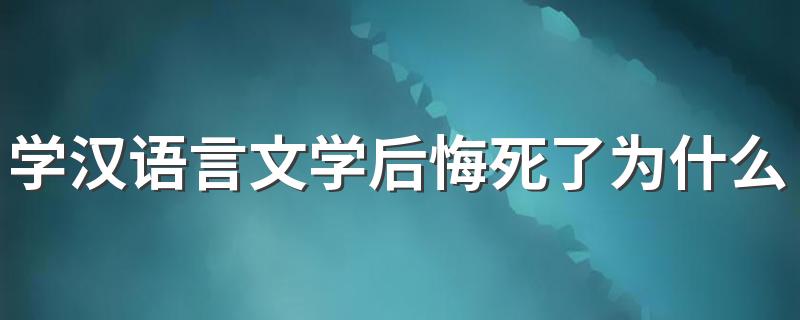 学汉语言文学后悔死了为什么 发展前景好吗