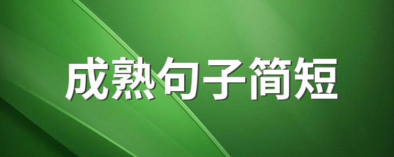 成熟句子简短 经典的成熟句子简短