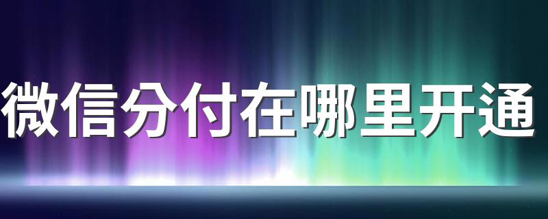 微信分付在哪里开通 微信分付开通的方法介绍