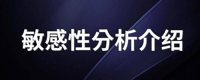 敏感性分析介绍 什么是敏感性分析