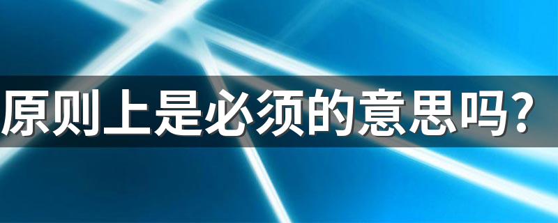 原则上是必须的意思吗? 原则上是不排除个别例外