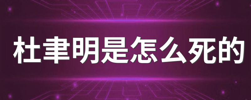 杜聿明是怎么死的 杜聿明是爱国将领吗