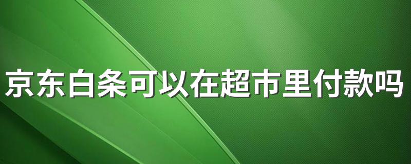 京东白条可以在超市里付款吗 京东白条不可以在超市里付款