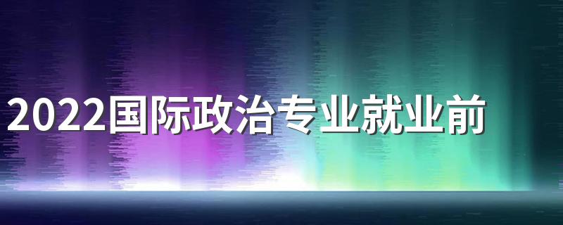 2022国际政治专业就业前景 能不能赚到钱