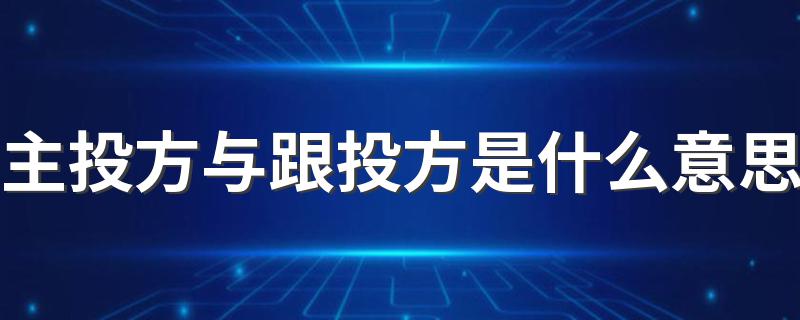 主投方与跟投方是什么意思 主投方与跟投方的意思