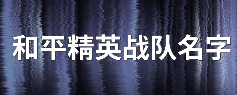 和平精英战队名字 适合和平精英战队的名字