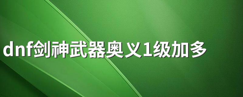 dnf剑神武器奥义1级加多少面板 DNF武器奥义学一级加多少面板攻击？