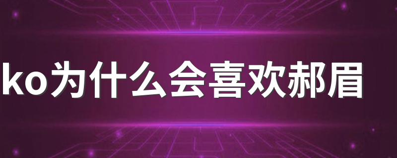 ko为什么会喜欢郝眉 ko喜欢郝眉的原因