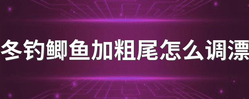 冬钓鲫鱼加粗尾怎么调漂 具体调漂方法