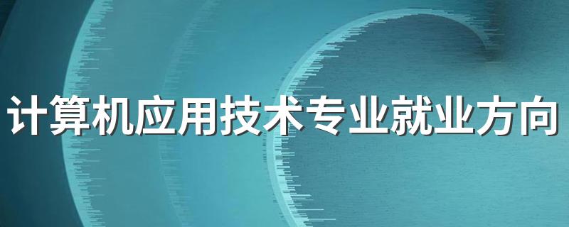 计算机应用技术专业就业方向 毕业能干什么