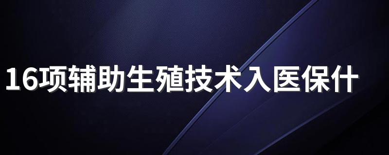 16项辅助生殖技术入医保什么时候正式实施