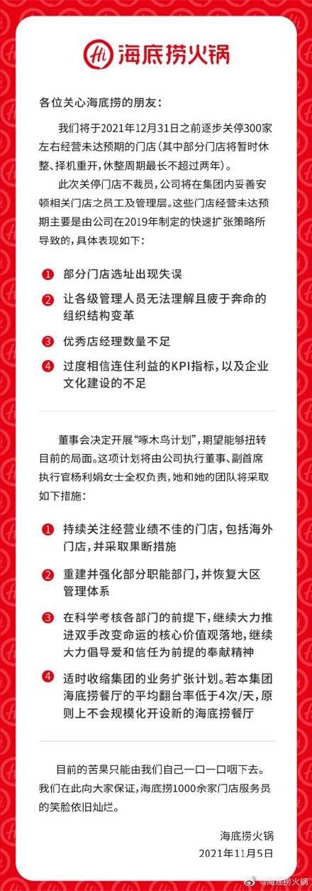 海底捞将关停300家左右门店的原因-海底捞约关300家门店名单