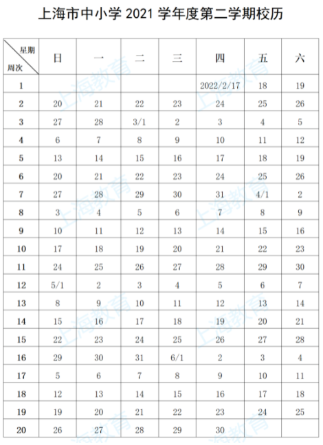 上海2021学年腊八节放假吗-上海2021学年第二学期校历