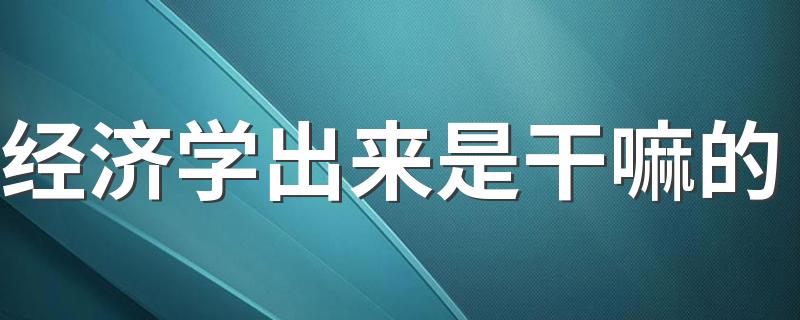 经济学出来是干嘛的 找什么工作好