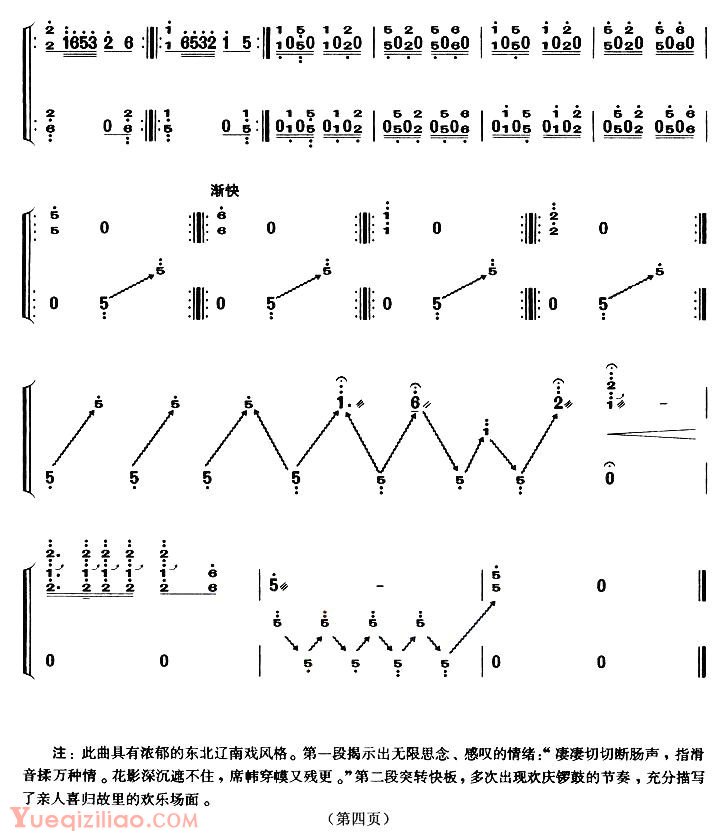 古筝谱大全[辽南情/上海筝会/考级五级曲目]简谱