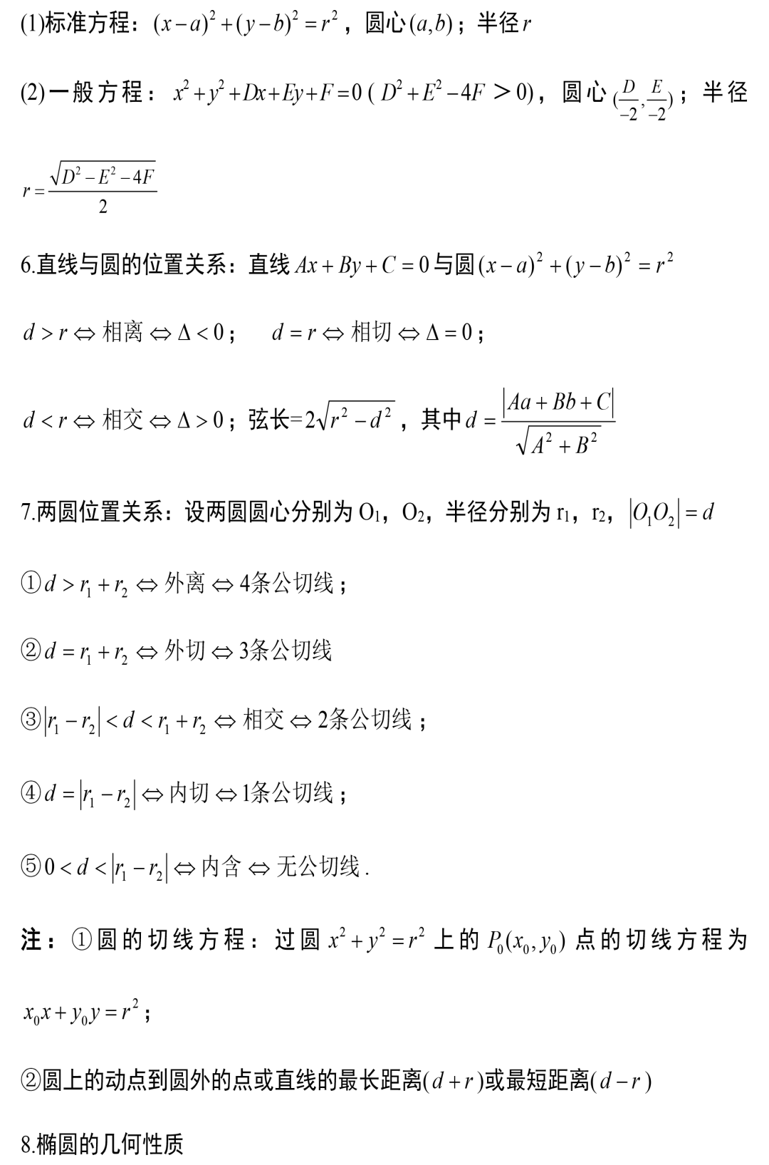 2022高考数学必考知识点总结