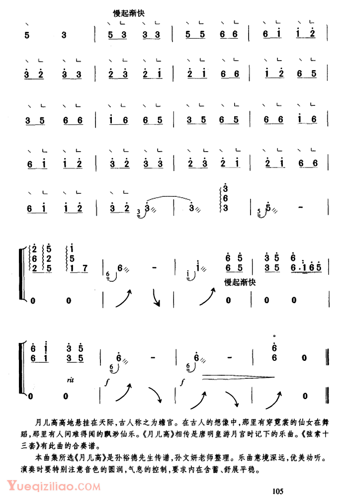 古曲谱《月儿高》_古筝百科
