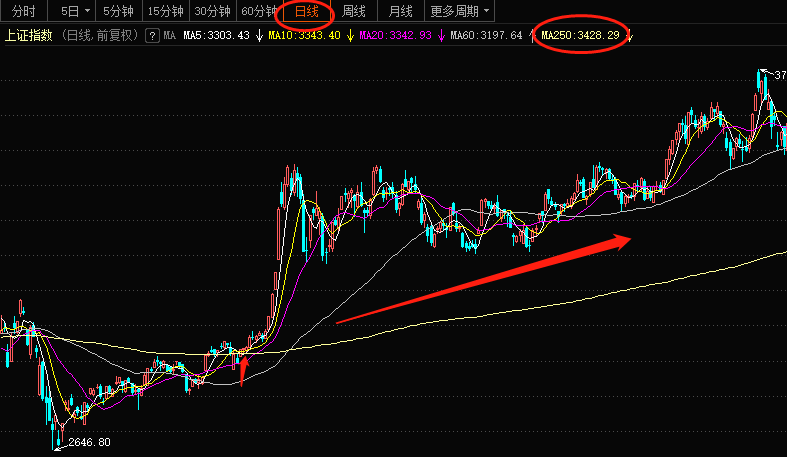 250日均线战法技巧图解?