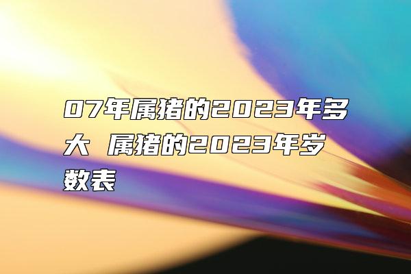 07年属猪的2023年多大 属猪的2023年岁数表