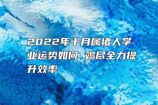 2022年十月属猪人学业运势如何 竭尽全力提升效率