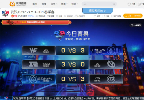 KPL：虎牙内战WE不敌广州TTG.XQ错失直接晋级机会