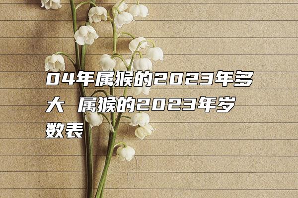 04年属猴的2023年多大 属猴的2023年岁数表