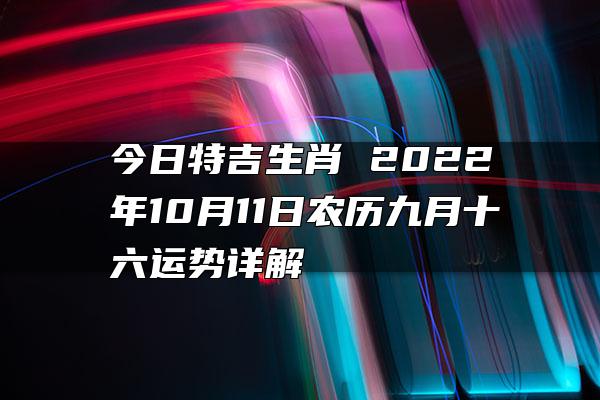 今日特吉生肖 2022年10月11日农历九月十六运势详解