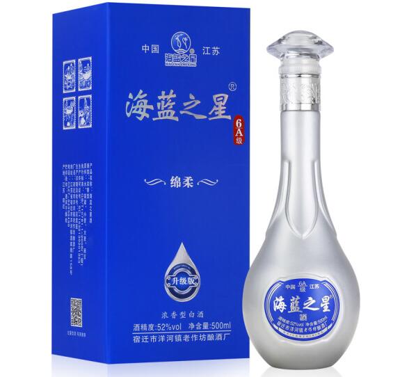 江苏洋河海蓝之星52度酒价格表，不到50元的镇酒却都是固态纯粮