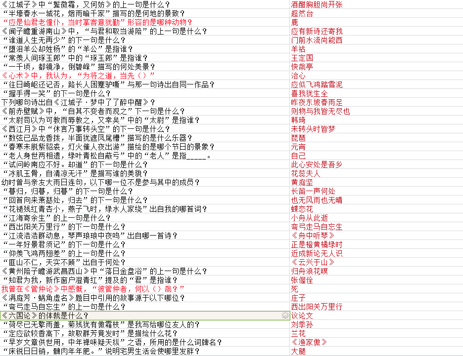 墨魂苏洵联诗答案汇总,苏洵联诗攻略大全