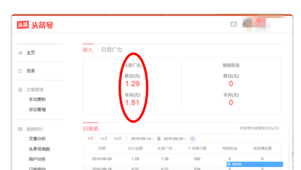 如何查看今日头条的收益今日头条收入如何看