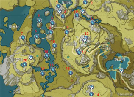 原神熄星能量收集奥藏山庆云顶琥牢山分解图鉴