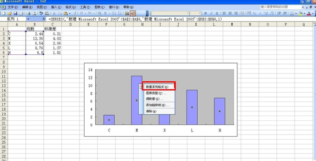 如何为 excel的图表添加误差线