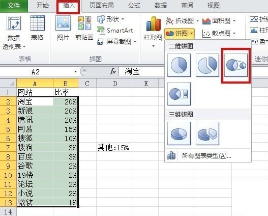 如何才能在excel中复合饼图