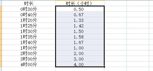 excel中如何将时间转换成小数