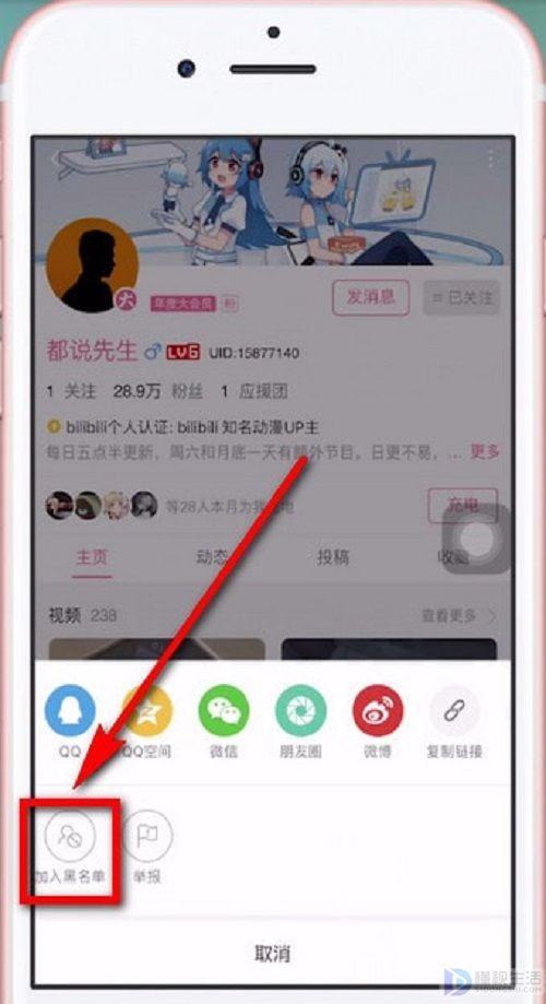 哔哩哔哩如何屏蔽up主