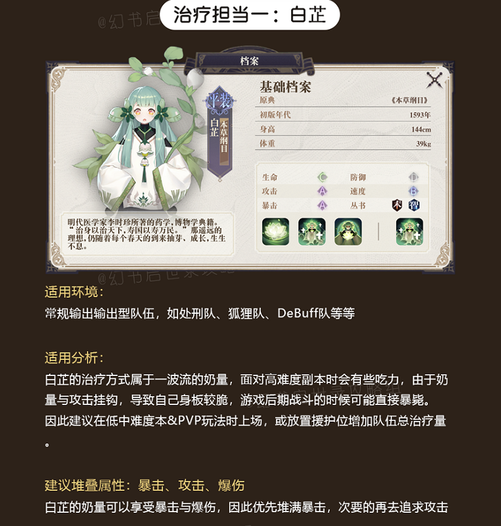 幻书启世录治疗角色适用环境分析