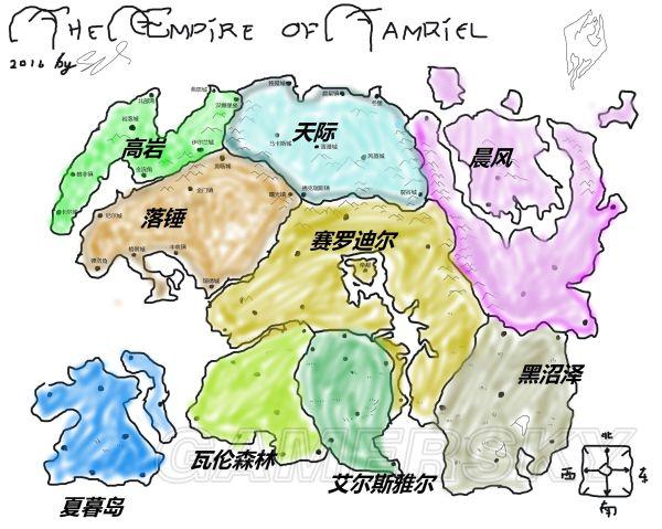 《上古卷轴5》泰姆瑞尔大陆中文地图一览