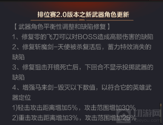 穿越火线：枪战王者-排位赛2.0有那些武器调整 修复了那些缺陷