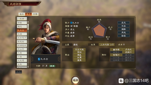 三国志14苍狼与白鹿系列新增武将一览 4月9日新版本武将数据