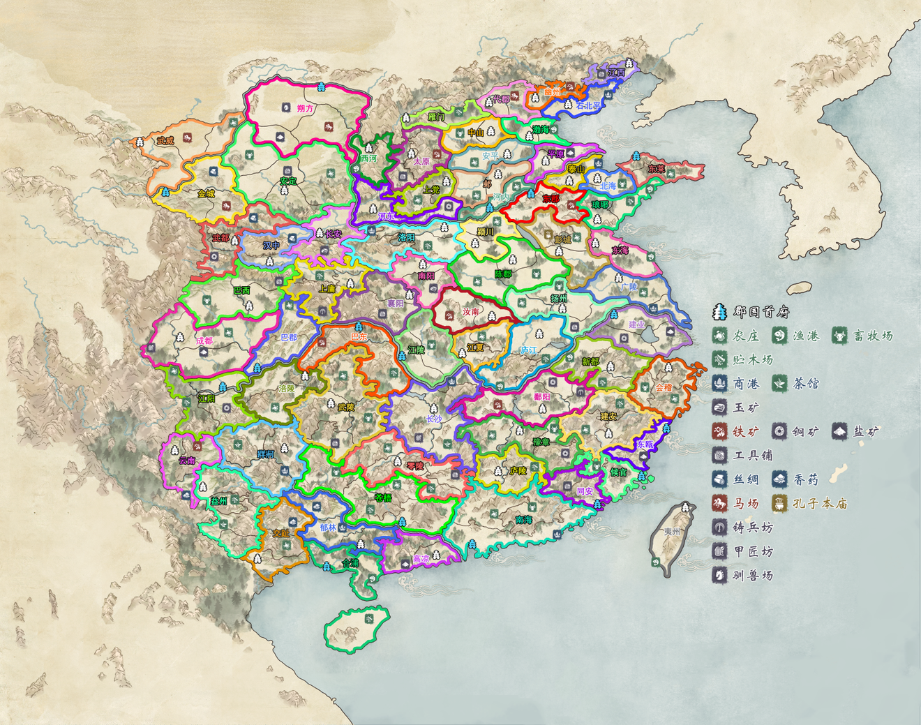 全面战争三国1.53郡国产出资源列表 1.53版本全郡国资源指南